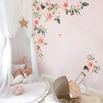 Elegant Large Pink Flower Wall Decals for Stylish Decor