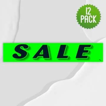 Versa-Tags Chartreuse Green Vinyl Slogan Stickers - 12-Pack for Car Dealer Windshield Advertising, Perfect for Used/New Car Truck RV Lots Slogan-Sale-Stickers