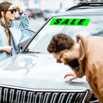 Versa-Tags Chartreuse Green Vinyl Slogan Stickers - 12-Pack for Car Dealer Windshield Advertising, Perfect for Used/New Car Truck RV Lots Slogan-Sale-Stickers