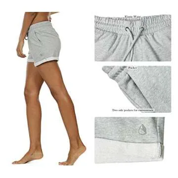 icyzone Workout Lounge Shorts for Women - Athletic Running Jogging Cotton Sweat Shorts(Pack of 2)(L,Black/Grey)
