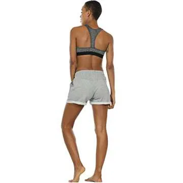 icyzone Workout Lounge Shorts for Women - Athletic Running Jogging Cotton Sweat Shorts(Pack of 2)(L,Black/Grey)