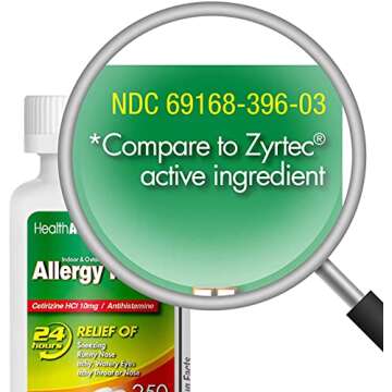 HealthA2Z® Allergy Relief | Cetirizine 10mg | All Day Allergy Relief | Indoor & Outdoor | Relief fr...