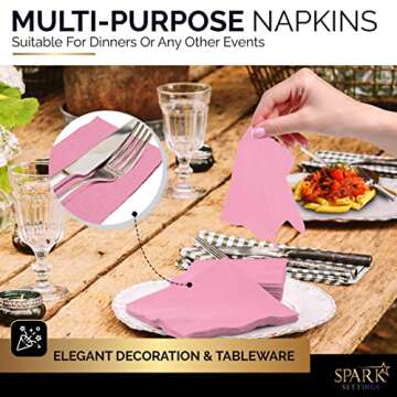 Amcrate Big Party Pack 40 Count Pink Dinner Napkins Tableware- Ideal for Wedding, Party, Birthday, Dinner, Lunch, Cocktails. (7” x 7”)