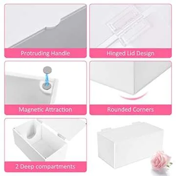 ChengFu Acrylic Magnetic Sanitary Napkin Storage Container, Pad Holder for Period, Sanitary Napkin Holder, Pad and Tampon Holder for Bathroom, Sanitary Napkin Dispenser, White