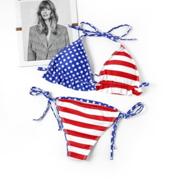 Women's American Flag Bikini Set - Stretchy Comfortable Swimwear