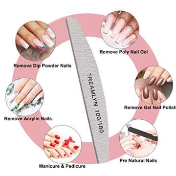 10 Pcs Rough Nail File 100/180 Grit, Heavy Duty Nail Files for Acrylic/Natural Nails, Emery Boards for Nails, Strong Finger Nail Filler, Coarse Nail File for Home and Salon Use