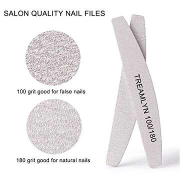 10 Pcs Rough Nail File 100/180 Grit, Heavy Duty Nail Files for Acrylic/Natural Nails, Emery Boards for Nails, Strong Finger Nail Filler, Coarse Nail File for Home and Salon Use
