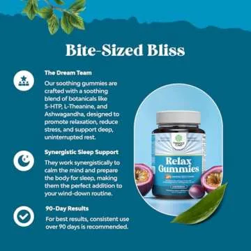 Pure Calm and Relaxing Magnesium Supplement - Magnesium for Stress Support & Anxiety Ease for Adults - High Absorption Mg Citrate Gummies with L Theanine & Ashwagandha for Muscle Cramps - 90 Count