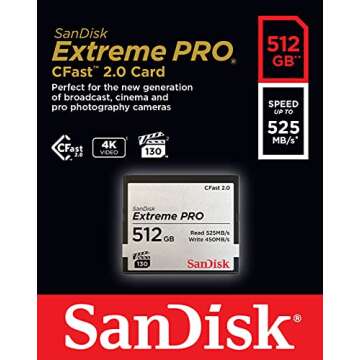 SanDisk 512GB Extreme PRO CFast 2.0 Memory Card for Professionals