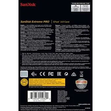 SanDisk 512GB Extreme PRO CFast 2.0 Card for 4K Video