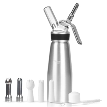 NATUREKIT Homemade Whipped Cream Dispenser,Large 500ml / 1 Pint Capacity Cream Whip Canister with 6 ...