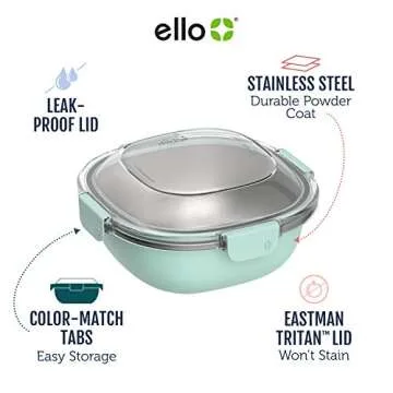 Ello Stainless Steel Lunch Bowl 6.5 Cup Leak-Proof Container