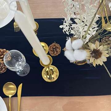 BTF HOME Velvet Table Runner, 5 Pack Luxurious Wedding Reception Decorations Soft Velvet Fabric Table Linen Overlay for Party (20 x 120 inch, Navy)