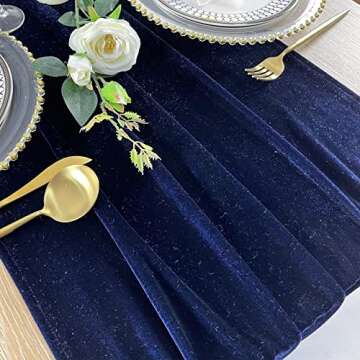 BTF HOME Velvet Table Runner, 5 Pack Luxurious Wedding Reception Decorations Soft Velvet Fabric Table Linen Overlay for Party (20 x 120 inch, Navy)