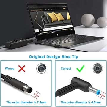 45W HP Laptop Charger with Blue Tip for Models