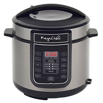 MegaChef Digital Pressure Cooker - 6 Quart Stainless Steel Cooking Pot with 14 Programs