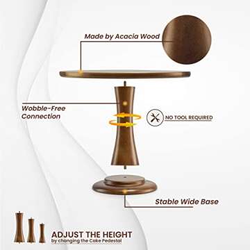TIDITA Acacia Wood Cake Stand Set - Rustic & Elegant