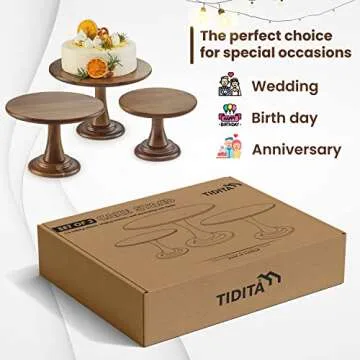 TIDITA Acacia Wood Cake Stand Set - Rustic & Elegant