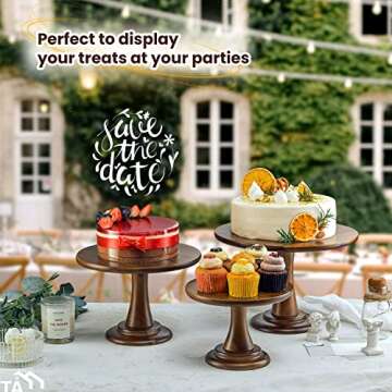 TIDITA Acacia Wood Cake Stand Set - Rustic & Elegant