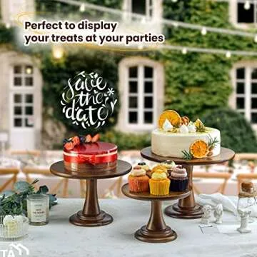 TIDITA Acacia Wood Cake Stand Set - Rustic & Elegant