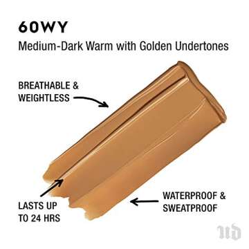 Urban Decay Stay Naked Weightless Liquid Foundation (60WY - Medium Dark Warm - Golden Undertone), Wa...