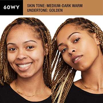 Urban Decay Stay Naked Weightless Liquid Foundation (60WY - Medium Dark Warm - Golden Undertone), Waterproof Face Makeup, Buildable Medium Coverage with No Caking, Real-Skin Matte Finish - 1 fl oz