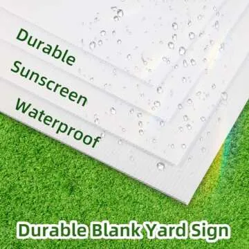 4 Pack Blank Yard Signs 17 x 12 in with Metal Stakes, White Plastic Yard Lawn Sign for Birthday Decoration,Garage Sale,Guidepost, Open House, Rent