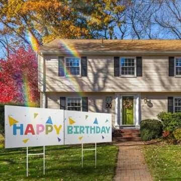 4 Pack Blank Yard Signs 17 x 12 in with Metal Stakes, White Plastic Yard Lawn Sign for Birthday Decoration,Garage Sale,Guidepost, Open House, Rent