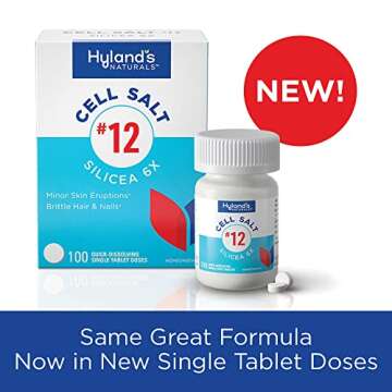 Hyland's No. 12 Cell Salt Silicea 6X Tablets, Acne and Blackhead Treatment, Hair and Nail Growth Supplement and Strengthener, Skin Irritations, Quick Dissolving Tablets, 100 Count