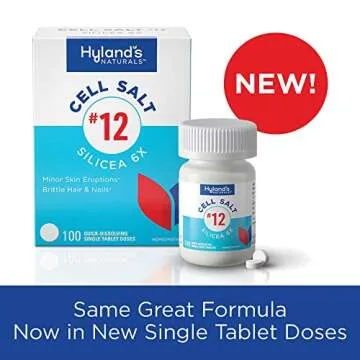Hyland's No. 12 Cell Salt Silicea 6X Tablets, Acne and Blackhead Treatment, Hair and Nail Growth Supplement and Strengthener, Skin Irritations, Quick Dissolving Tablets, 100 Count