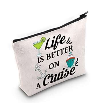 ZJXHPO Cruise Vacation Cosmetic Bag - Life Is Better On A Cruise Makeup Bag With Zipper Summer Vacat...