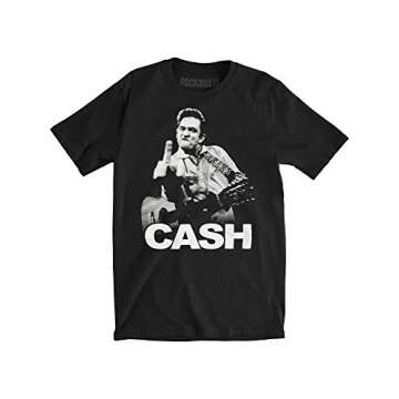 Johnny Cash Men's The Bird Slim Fit T-Shirt Black