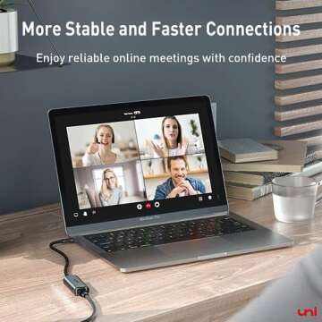 uni USB C to Ethernet Adapter, Driver Free RJ45 to USB C [Thunderbolt 3/4 Compatible], 1Gbps Type-C Gigabit Ethernet LAN Network Adapter for MacBook Pro/Air, iPhone 15 Pro/Max, Dell XPS, Galaxy S8-S23