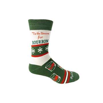 Tis the Season For Bourbon Men's Socks | Bourbon Gift for Men Funny Novelty Fashion Dress Socks | Unique Stocking Stuffer for Bourbon Whiskey Lovers