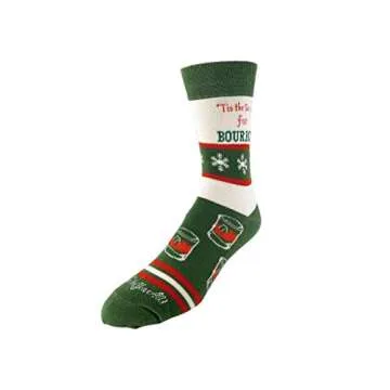 Tis the Season For Bourbon Men's Socks | Bourbon Gift for Men Funny Novelty Fashion Dress Socks | Unique Stocking Stuffer for Bourbon Whiskey Lovers