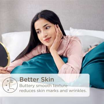 Bedsure Satin Pillowcases, Similar to Silk Pillow Cases Queen Size Set of 2, Pillow Case for Sleeping Women with Envelope Closure, Gifts for Women Men, Teal, 20x30 Inches