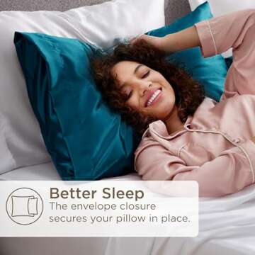 Bedsure Satin Pillowcases, Similar to Silk Pillow Cases Queen Size Set of 2, Pillow Case for Sleeping Women with Envelope Closure, Gifts for Women Men, Teal, 20x30 Inches