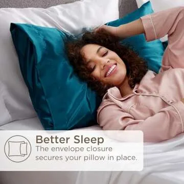 Bedsure Satin Pillowcases, Similar to Silk Pillow Cases Queen Size Set of 2, Pillow Case for Sleeping Women with Envelope Closure, Gifts for Women Men, Teal, 20x30 Inches