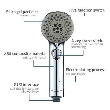 HOMELODY High Pressure Handheld Shower Head with ON/OFF Switch