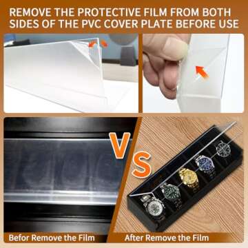 ASEWOTOS Display Risers Wooden Cologne Organizer for Men 3Tier+1Tier with 5-Slot Watch Case Upgraded Perfume Display Box Luxury Wooden Storage Cologne&Watches Ultimate Present for Him Black