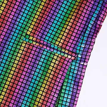 CARUHIF Rainbow Sequin 70s Disco Suit Costume