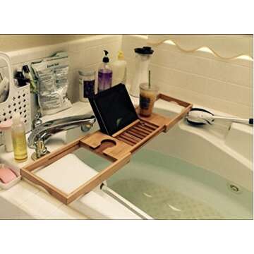 Bamboo Bathtub Tray for Luxe Bath Accessories and Relaxation