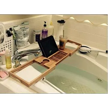 Bamboo Bathtub Tray for Luxe Bath Accessories and Relaxation