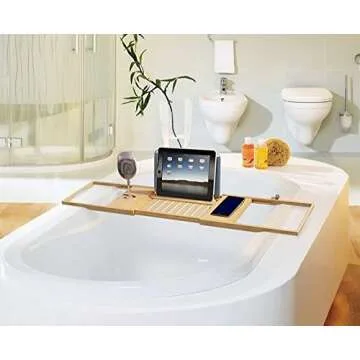 Bamboo Bathtub Tray for Luxe Bath Accessories and Relaxation