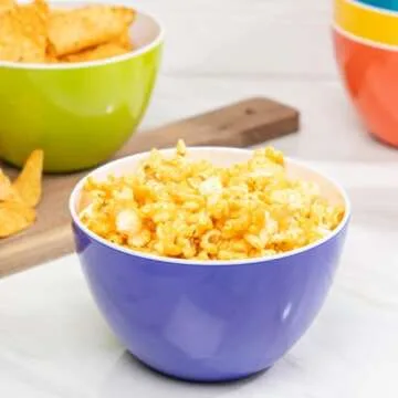 bzyoo Set of 6 Large Bowls, 5.5-Inch 30.4 OZ ColorPop Melamine Bowls, Unbreakable Pasta, Soup, Cereal, Salad Bowls, for Quick and Easy Meals, Side Dishes and Parties - Bright