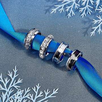 UNICRAFTALE 24pcs 6 Sizes Stainless Steel Blank Core Ring Settings 6 Sizes Finger Ring Blanks for In...