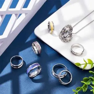 UNICRAFTALE 24pcs 6 Sizes Stainless Steel Blank Core Ring Settings 6 Sizes Finger Ring Blanks for Inlay Comfort Grooved Finger Ring Round Empty Ring for Jewelry Making