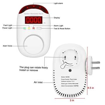 Koabbit Carbon Monoxide Detector - Plug in CO Level Monitor Alarm with Digital Display Sound & Light...