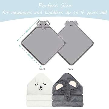 ROXANEPIG 2 Pack Hooded Baby Towels - Premium Ultra Soft Organic Baby Bath Towel – Absorbent and Hypoallergenic Towels for Baby Boy Girl, Toddler, Newborn Essentials (Elephant & Bear)