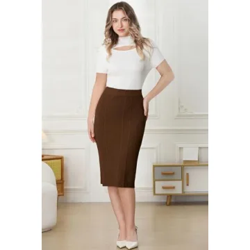 SANGTREE Women's High Waist Knit Midi Skirt - Stylish & Soft